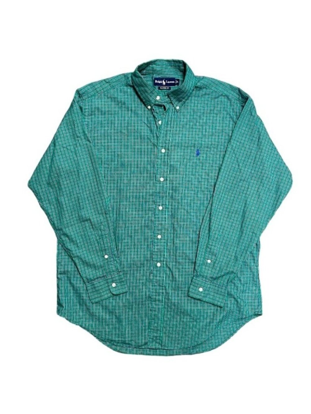 Vintage Ralph Lauren Plaid Button‎ Down Shirt Men’s Large Teal Pink